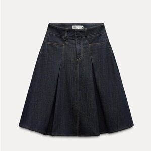 Zara A-Line Denim Skirt - Dark Blue